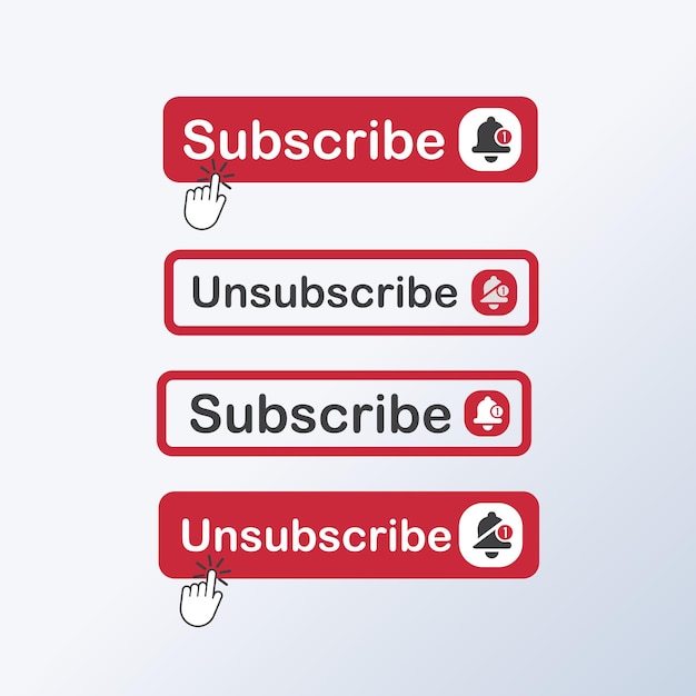Subscribe and unsubscribe button icon with bell on isolated background
