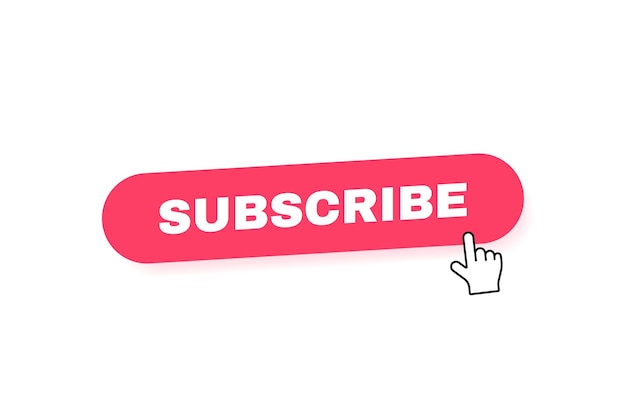 Subscribebutton label for videos channel with hand pointer clicking Modern vector illustration