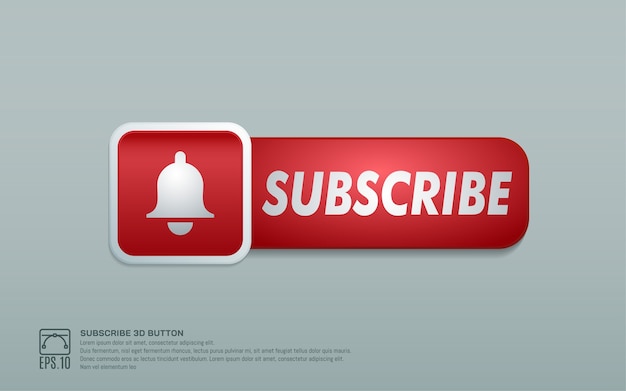 Vector subscriber 3d design element button