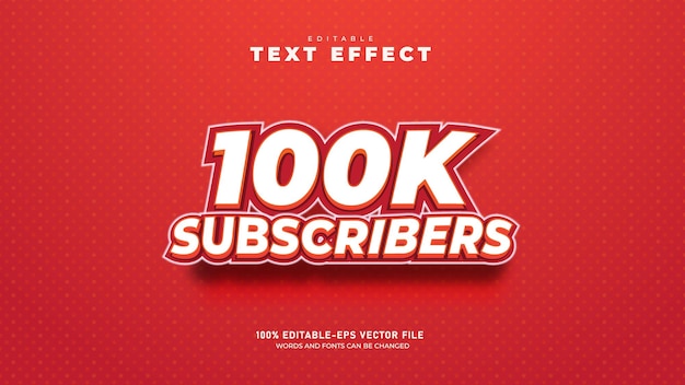 Subscribers Editable 3d text effect template premium vector