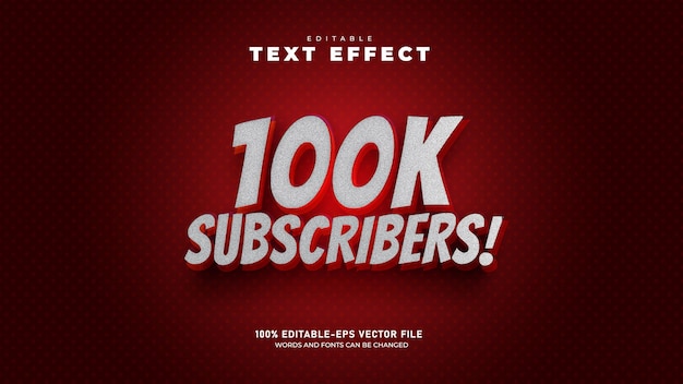 Vector subscribers red and white modern minimal 3d text effect template