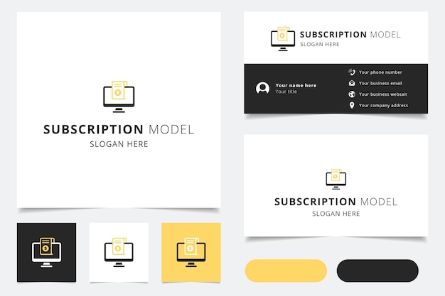 Subscription model logo design with editable slogan branding