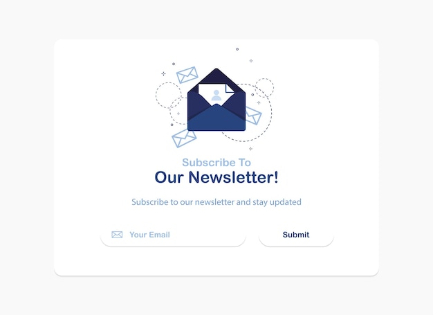 Subscription to newsletter pop up banner template in flat design