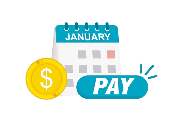 Vector subscription payment vector icon calendar with a monthly payment date for a registered member and with recurring payment icon monthly subscription payment basis fee concept