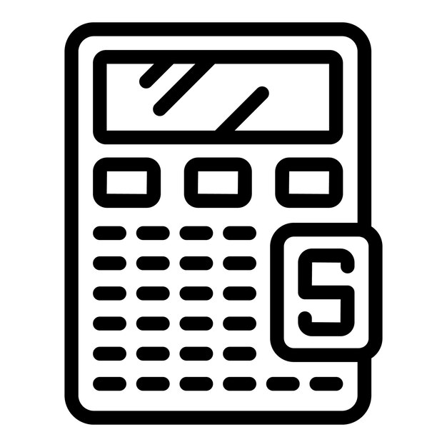 Subsidy calculator icon outline vector Money bank Support grant