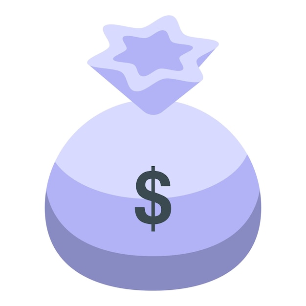 Иконка денежного мешка субсидии Изометрическая иконка векторного мешка субсидии для веб-дизайна изолирована на белом фоне