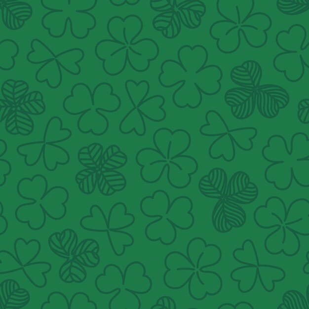 Vector subtle green on green clover seamless pattern