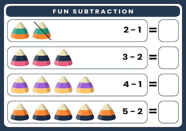 Subtraction worksheets kindergarten halloween themed