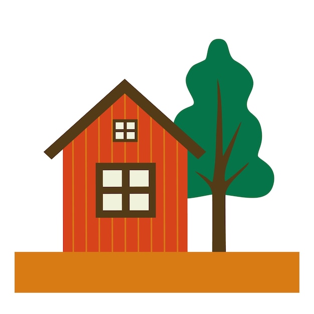 Suburban house Flat hand drawn vector illustration