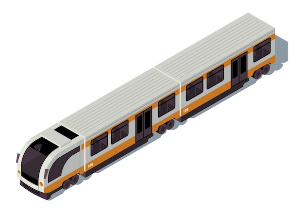 Illustrazione a colori isometrica della metropolitana. infografica del trasporto pubblico cittadino. trasporto urbano ecologico. metropolitana sotterranea. concetto del treno su fondo bianco