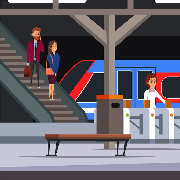 Vector subway platform illustration