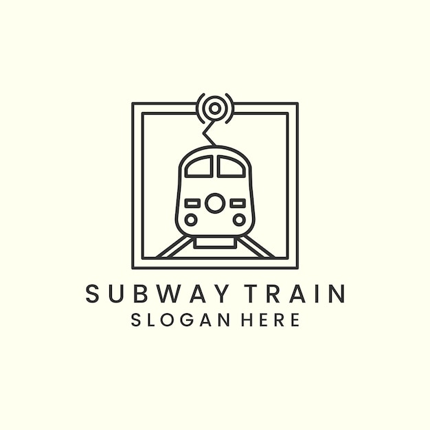 Поезд метро с эмблемой и логотипом в линейном стиле, дизайн иконки поезда, векторная иллюстрация электрического транспорта