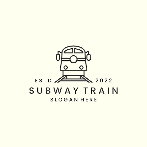 Subway train with line style logo icon template design subway train transportation vector illustration