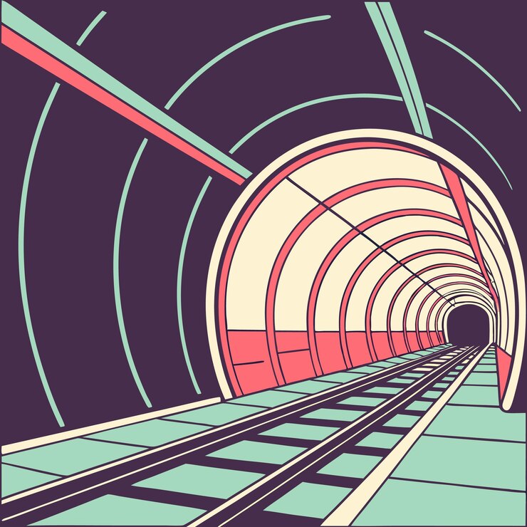 Vector subway tunnel perspective