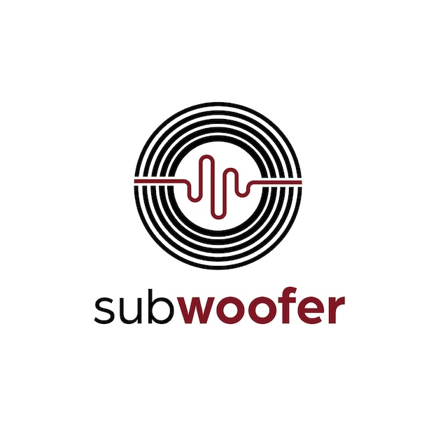 Subwoofer pulse logo ontwerpsjabloon