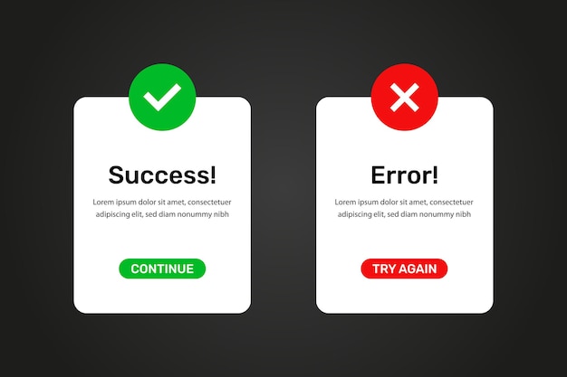 Vector succes en error ui-ontwerp.