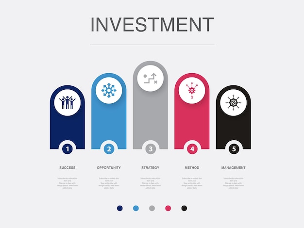 Succes kans strategie methode beheer xa pictogrammen infographic ontwerp lay-out sjabloon creatief presentatieconcept met 5 stappen