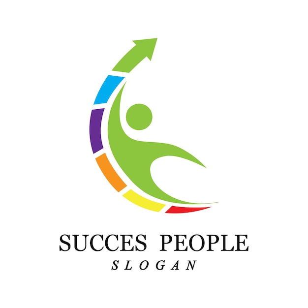 Succes people logo vector and illustration