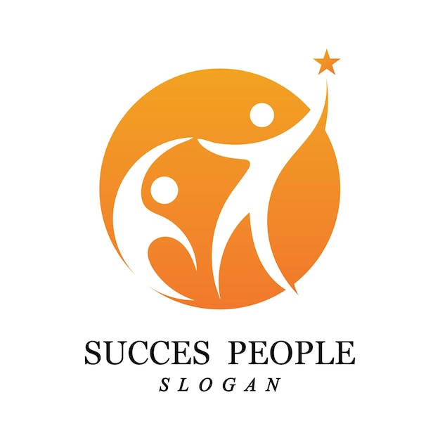 Succes people logo vector and illustration