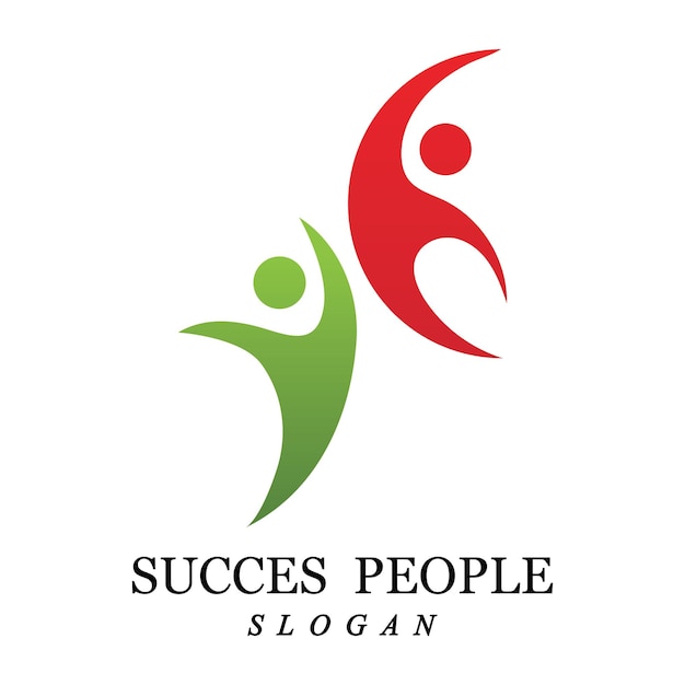 Succes people logo vector and illustration