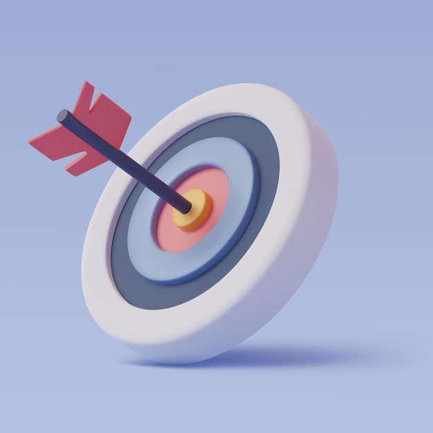 The success of the arrow bow to the target, Target 3d icon. EPS 10 vector.