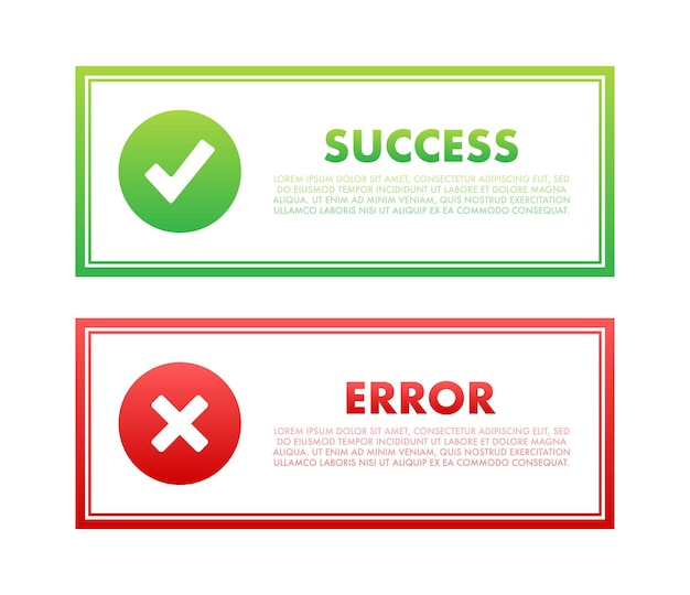 Success and error message approved and rejected ux web elements notification message boxes