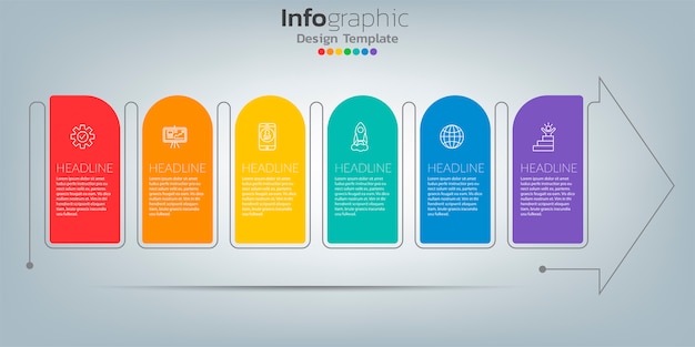 Успех инфографики шаблон с стрелкой и значки.