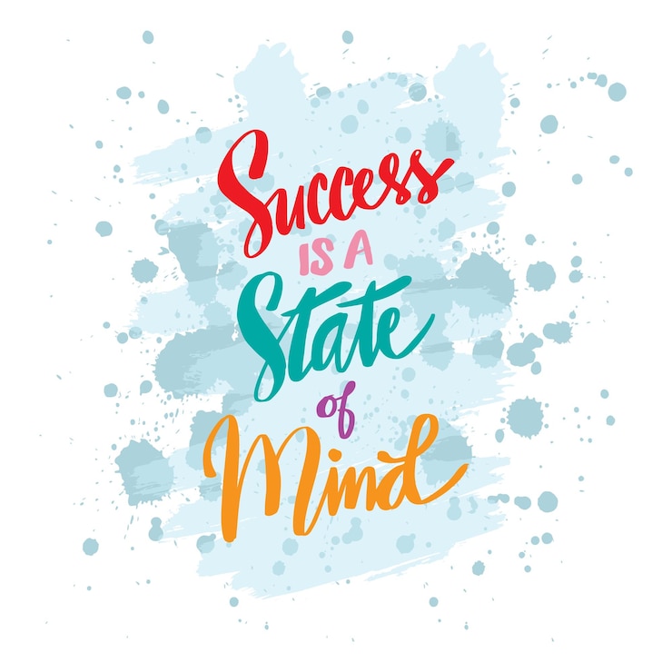 वेक्टर success is a state of mind hand lettering inspirational quotes