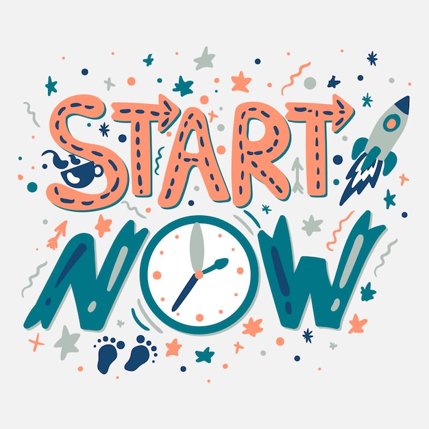 Vector success secret - start now. motivation and inspiration slogan. inspire poster for startup, business projects and sport achievements. vector