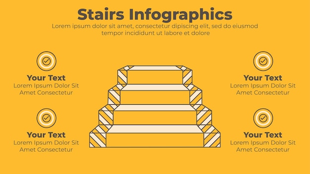 Success stairs four steps business presentation template