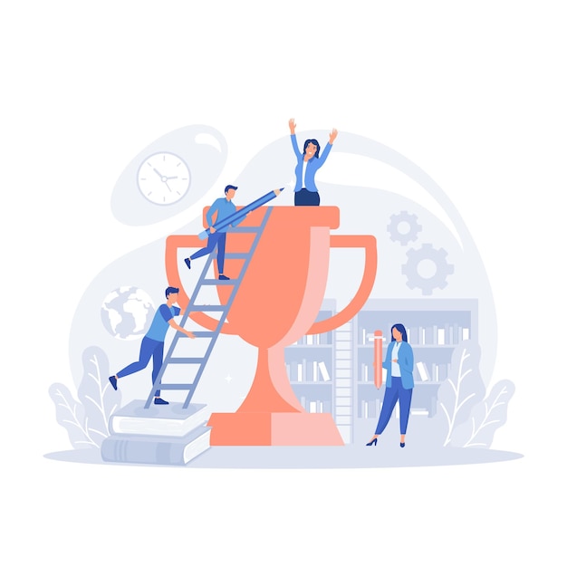 Success team concept illustration people celebrate success achievement flat vector modern illustration