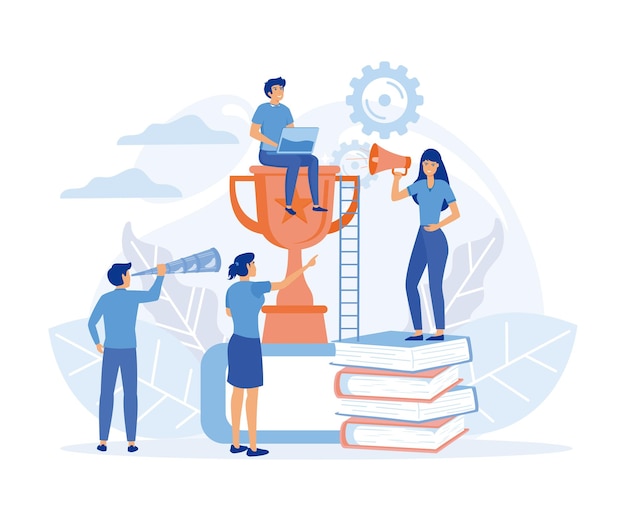 Success team concept people celebrate success achievment flat vector modern illustration