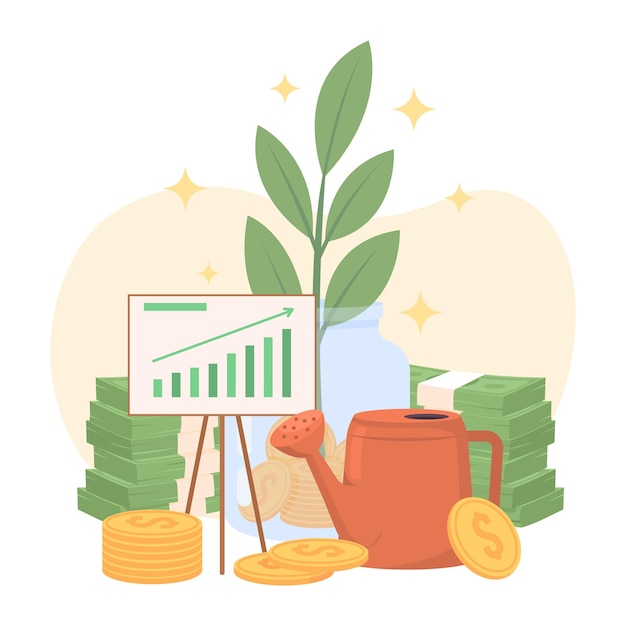 Successful business investment flat concept vector illustration