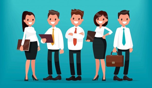 Successful business people. The team of entrepreneurs. Vector illustration in a flat style