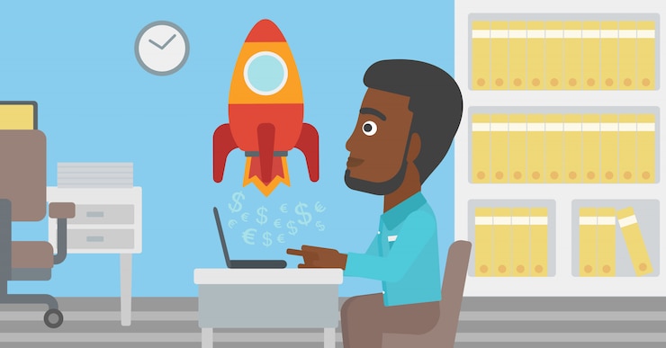 Vector successful business start up vector illustration.