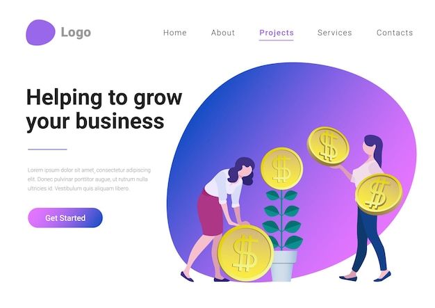 Successful business strategy consulting investment flat style vector illustration landing page