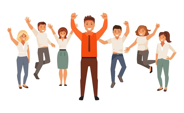 Vector successful business team. happy business people. vector flat illustration