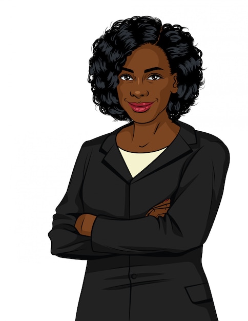 Vector successful business woman in office suit. lady boss with arms crossed