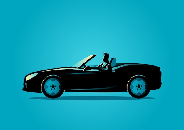 Vector successful businessman driving a convertible car