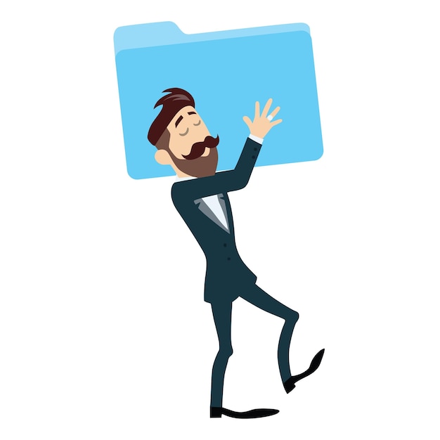 Vector successful businessman holding folder hipster cartoon flat design icon