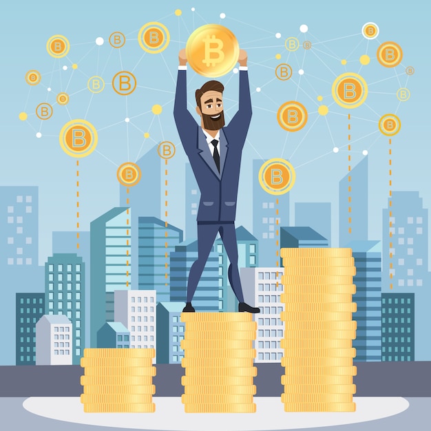 Imprenditore di successo con bitcoin.