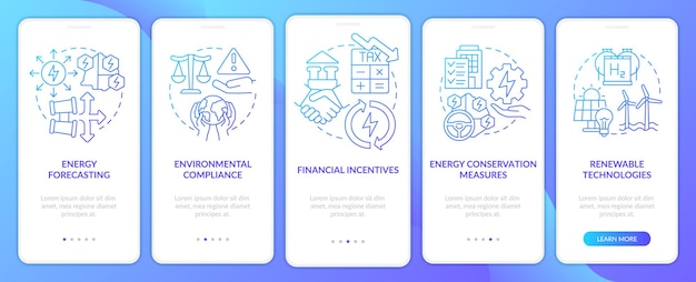 Successful energy planning blue gradient onboarding mobile app screen