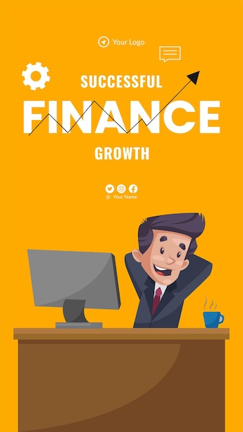 Successful finance growth portrait template design