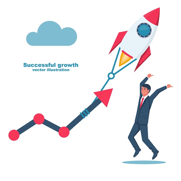 Successful growth Businessman happy project success