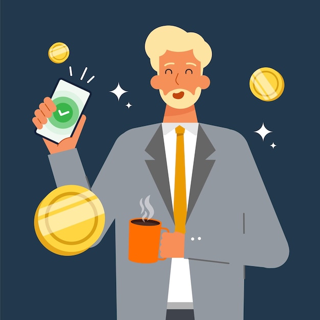 Successful Mobile Payment by a Man