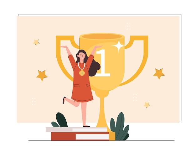 Successful woman with trophy