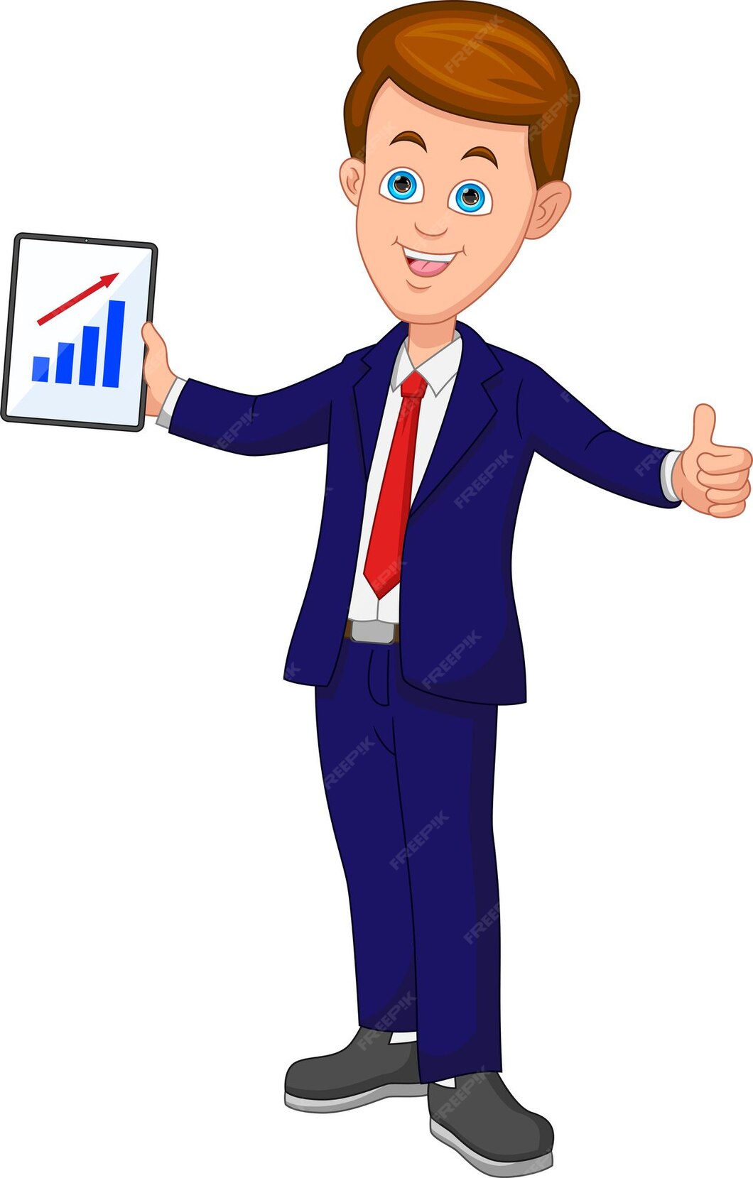 Premium Vector | Successful young businessman show good results 