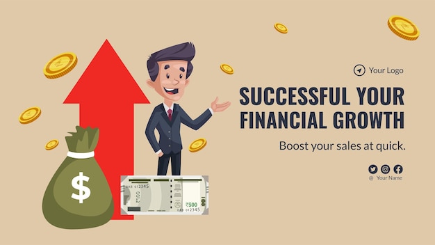 Successful your financial growth landscape banner design template