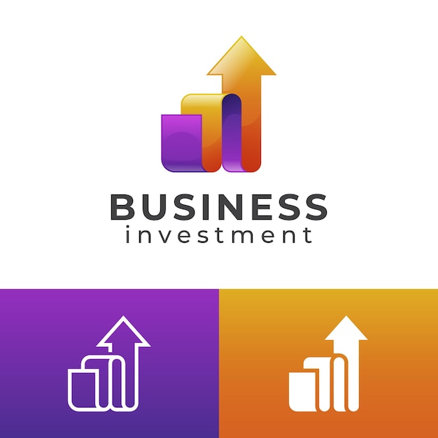 Succesvol bedrijfsmarketing logo-ontwerp met pijlsymbool dat naar boven groeit