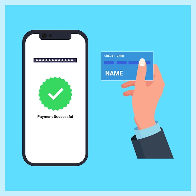 Vector succesvolle betaling met kaartbetalingsopties